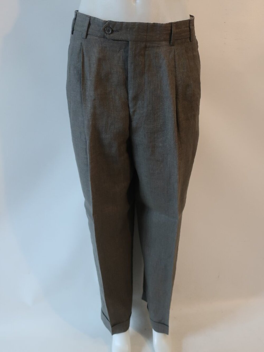 Mens Ermenegildo Zegna Soft Grey (Item-81) Pure Linen Pleated Trouser Pant 35